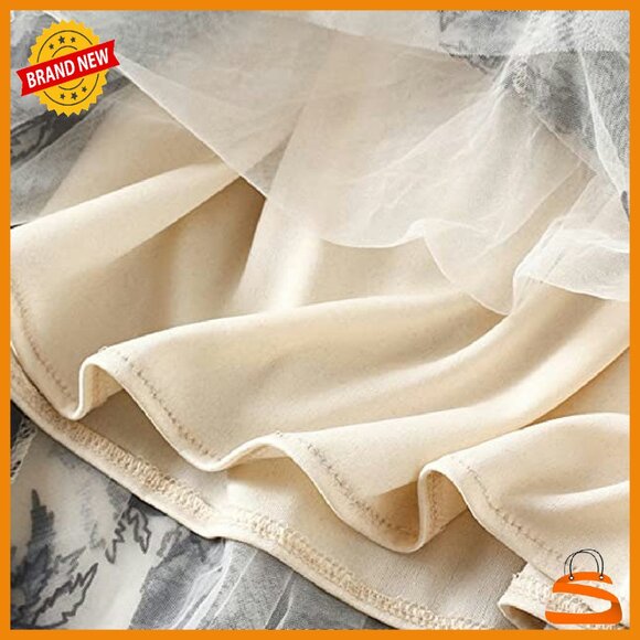 A-Line Elastic Waist Ruffle Tulle Layered Midi Skirt One Size - Picture 5 of 6